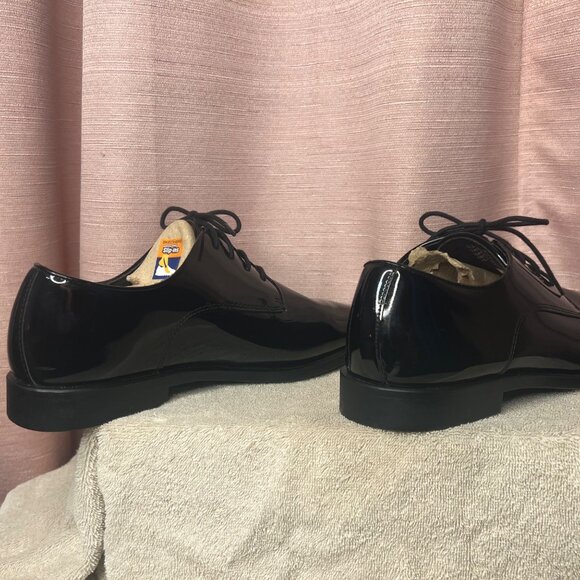 Mens Black Patent Leather Oxford Tuxedo Dress Shoes By Joseph Abboud 12W Wedding - Picture 9 of 16